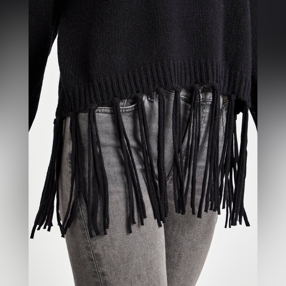 NWT SPLENDID - Riley Fringe Sweater - Black - Size Large - Picture 3 of 12